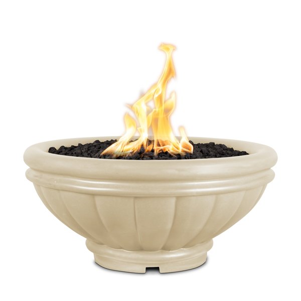 The Outdoor Plus 24 Round Roma Fire Bowl - GFRC Concrete - Vanilla - Match Lit - Natural Gas OPT-ROMFO24-VAN-NG